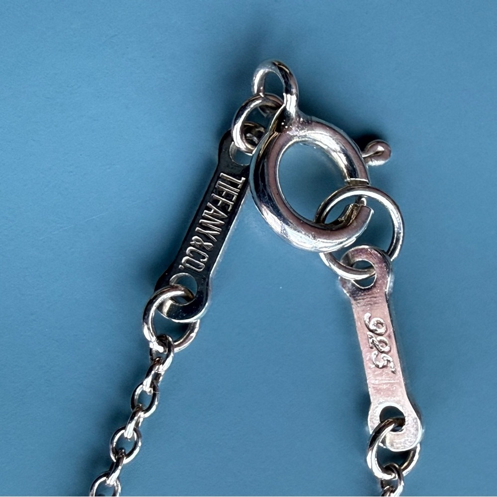 Tiffany & Co. .925 Silver Elsa Peretti Double Teardrop Necklace, PRICE FINAL - Picture 7 of 14
